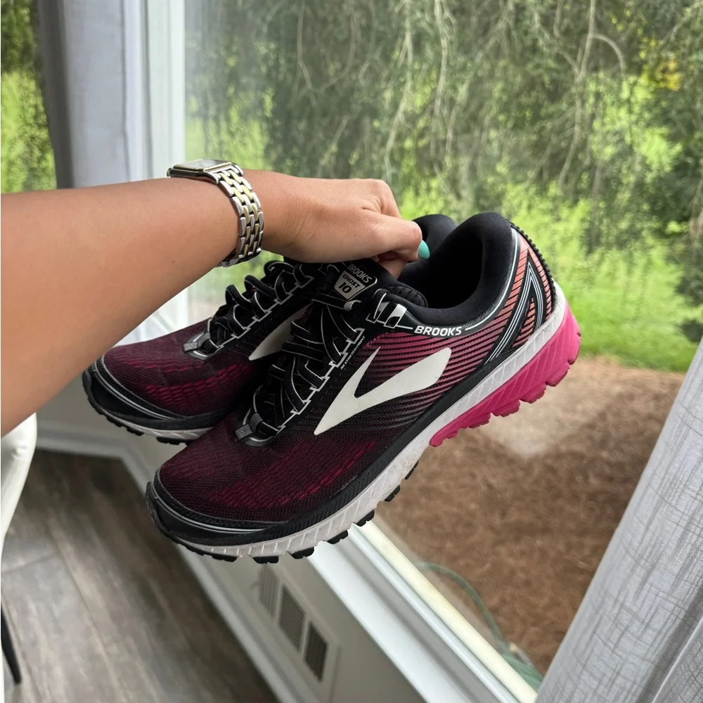 Brooks ghost 10 running sneakers black pink white 10 - Picture 5 of 8